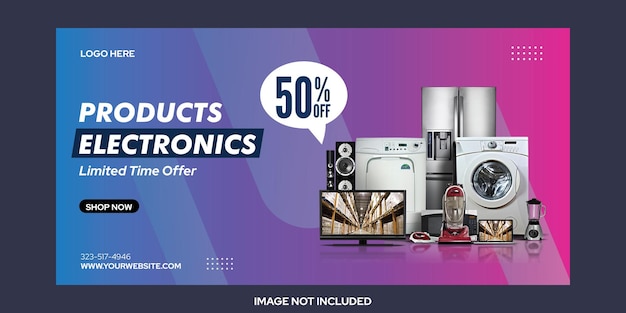 Vector home appliances sale facebook cover template banner design