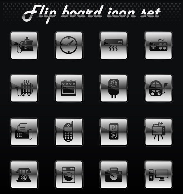 Home appliances vector flip mechanical icons for user interface design