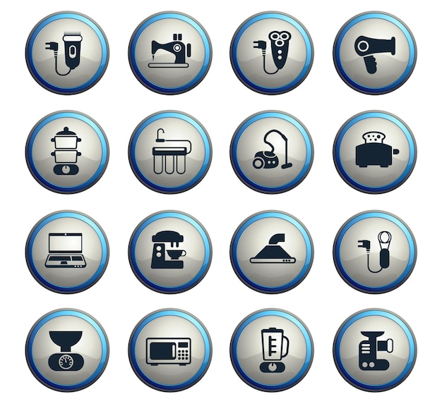 Home appliances vector icons for web and user interface design