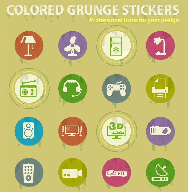 Home applicances colored grunge icons