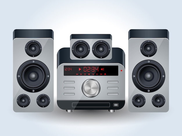 Home audio system realistic vector illustration