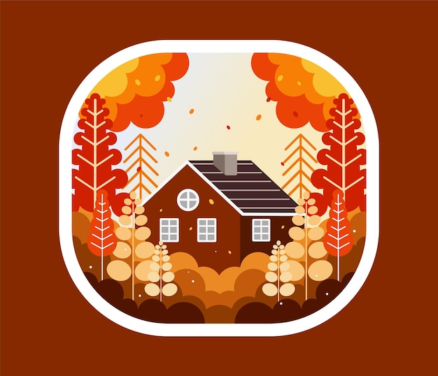 Vector home in the autumn