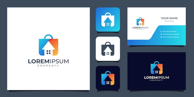 Home and bag logo property with business card template