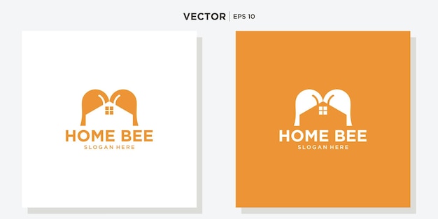 Home and bee logo design combination