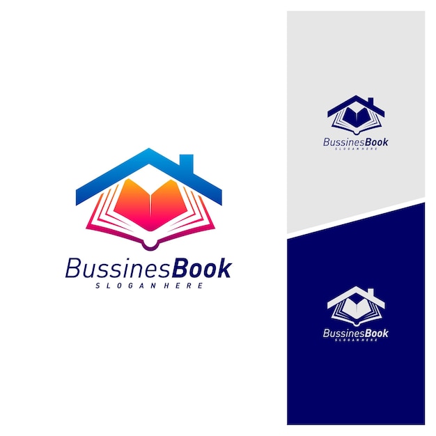 Home Boek logo ontwerp vector sjabloon Illustratie Boek ontwerp Concept Pictogram symbool