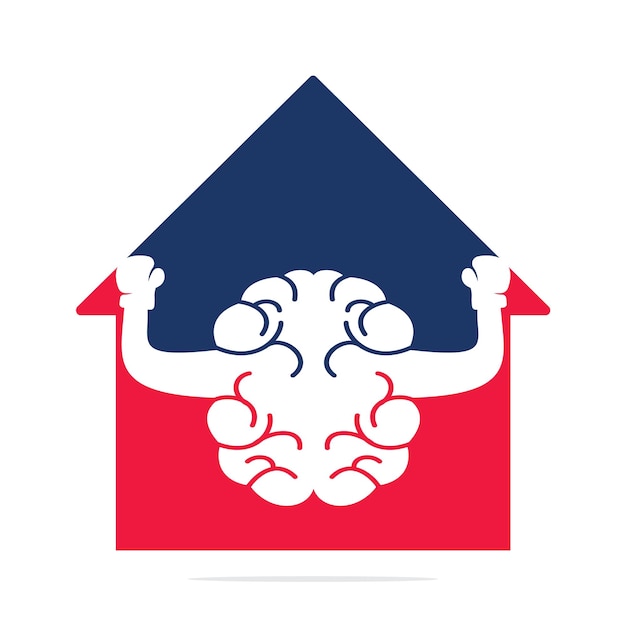 Home concetto di logo del cervello di boxe disegno vettoriale del logo del cervello della casa