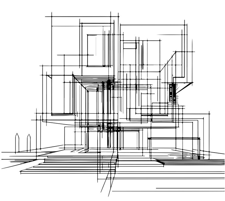 Vector home building construction isolated doodle minimal concept