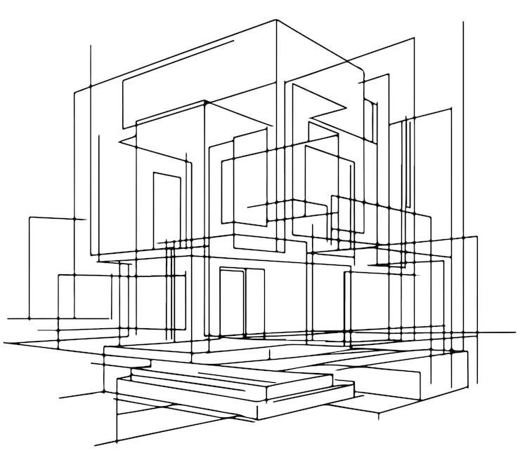 Vector home building construction isolated doodle minimal concept
