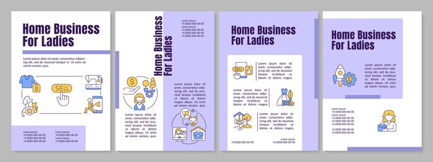 Vector home business for women purple brochure template