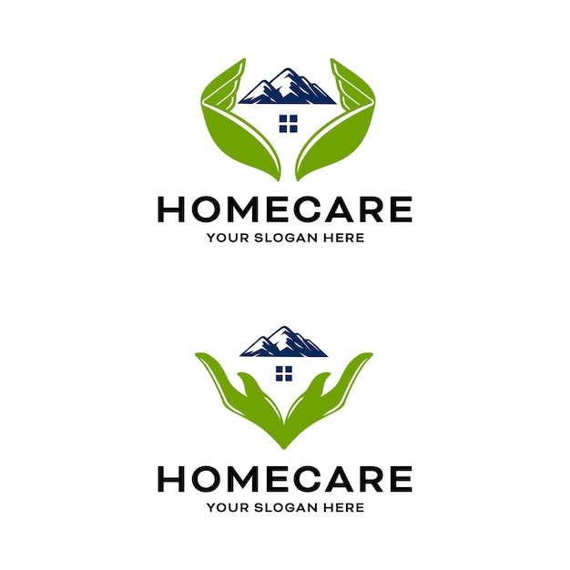 Vector home care with hand logo design template