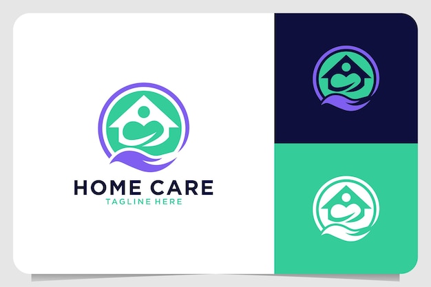 Vector home care with house and hand logo design