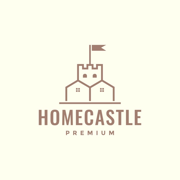 Home castle and flag logo design