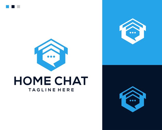 Combinazione di design del logo di casa e chat