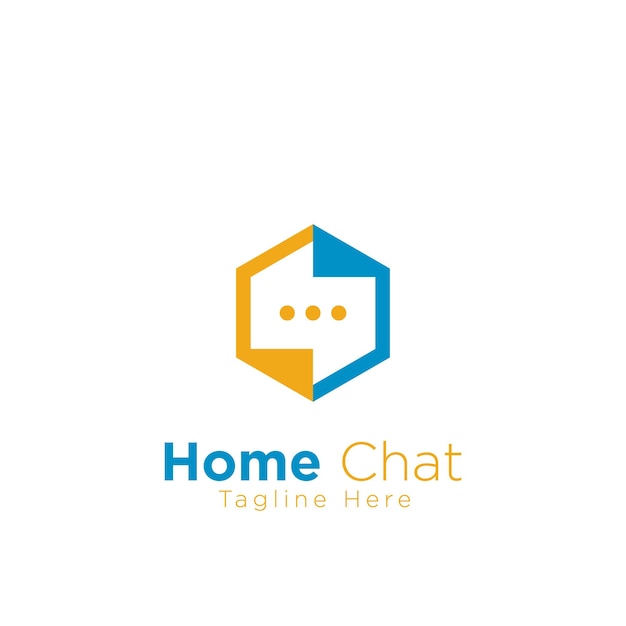 Home chat logo with a blue and orange hexagon