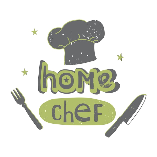 Home Chef food logo Home cook icon Lettering vector illustration isolated on white background