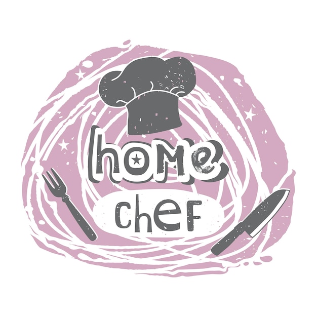 Vector home chef logo design. hand drawn vector illustration label