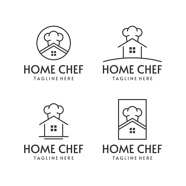 Vettore il logo dello chef di casa ha impostato lo stile della linea mono