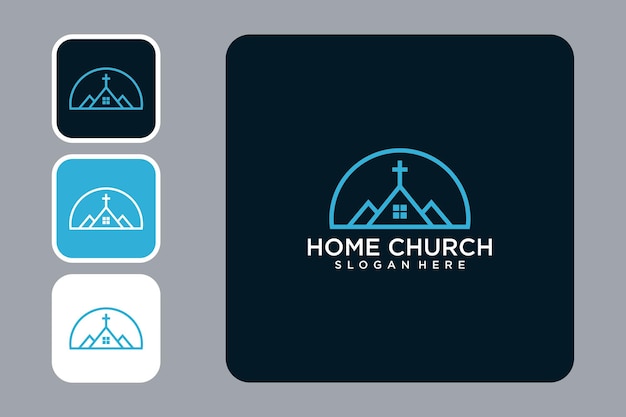 home church line art logo design