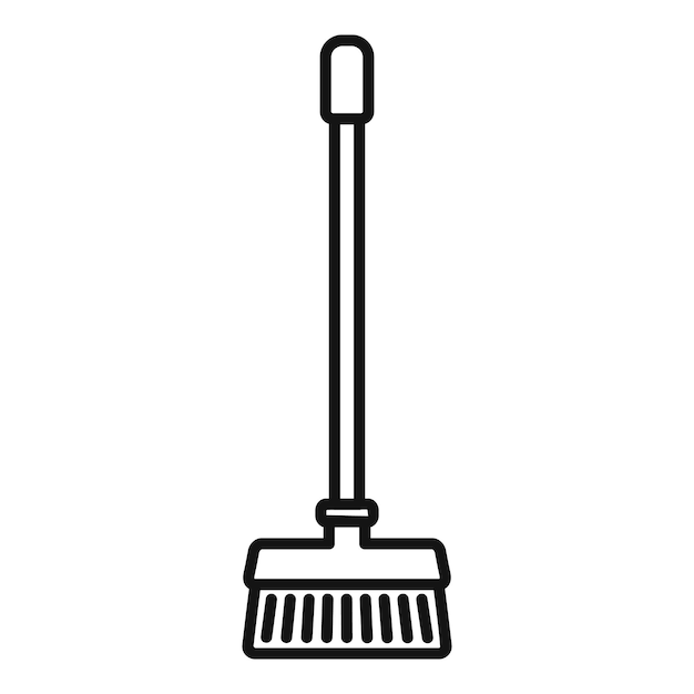 Vector home cleaning floor brush icon outline vector work equipment