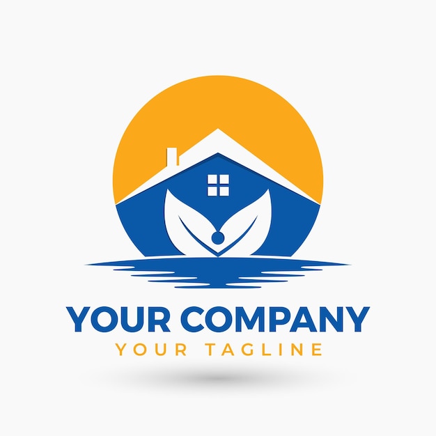 Home Cleaning Logo Design With Leaf