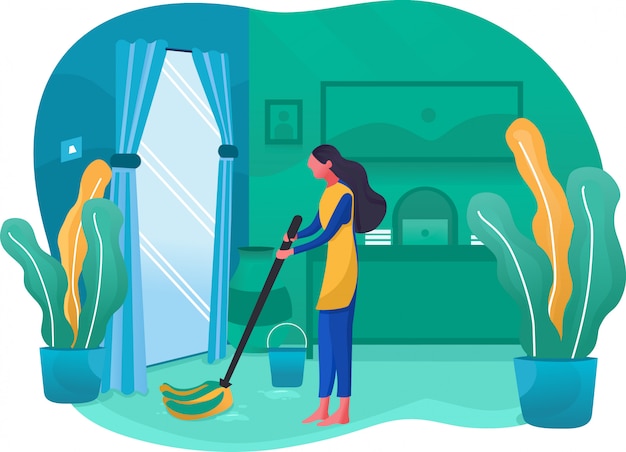 Home cleaning service cartoon