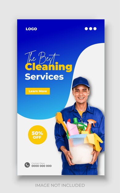 Vector home cleaning service facebook instagram story design template