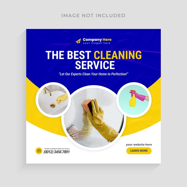 Vector home cleaning service social media post