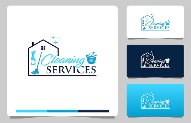 Vettore servizi di pulizia della casa logo design modello vettoriale