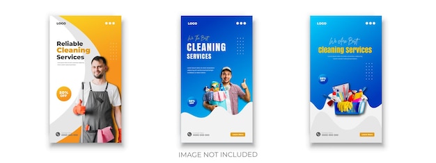 Vector home cleaning services social media post and instagram story or advertising bundle banner design