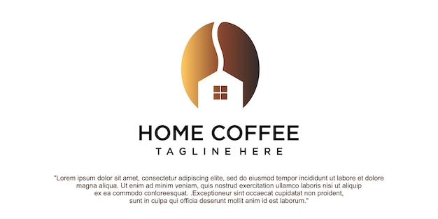 Домашний кофе в зернах минималистский дизайн логотипа шаблон векторные иллюстрации