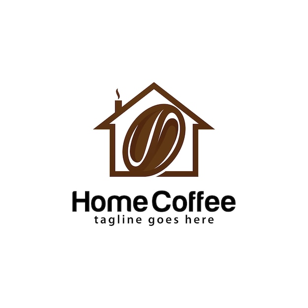 Modello di progettazione del logo di home coffee