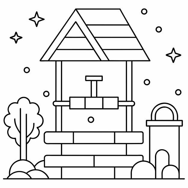 Vector home coloring book page design