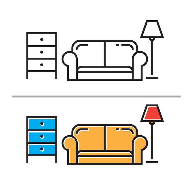 Vector home decor furniture icon design vector