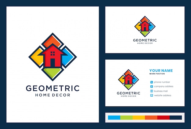명함이있는 가정 장식 로고 디자인