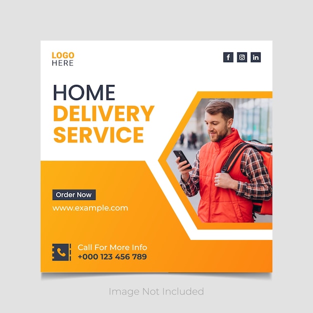 Home delivery service Social media post vector template