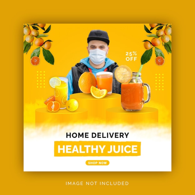 Home delivery with fresh healthy food instagram banner ad social media post template