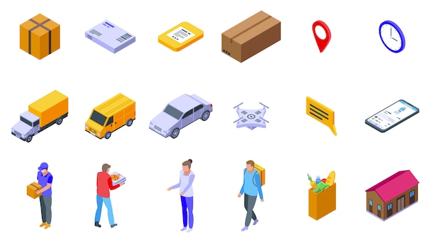 Home deliveryicons set, isometric style