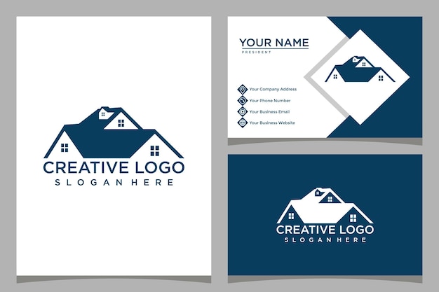 Vector home design logo template with business card design