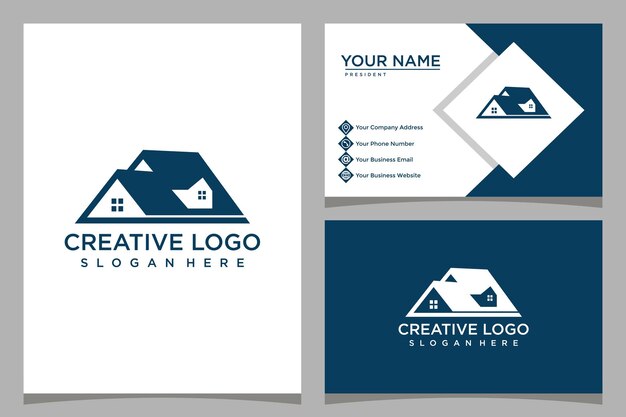 Home design logo template with business card design