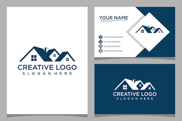 Vector home design logo template with business card design