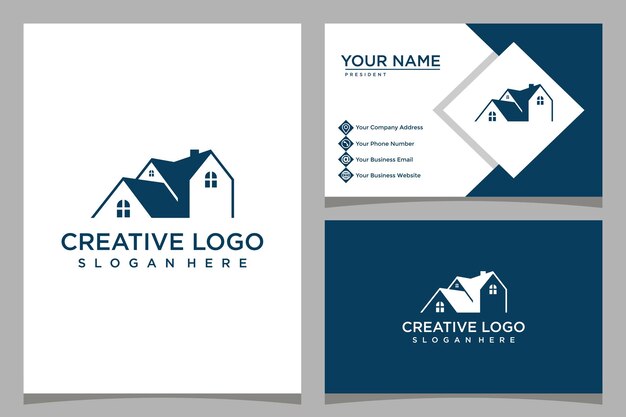 Vector home design logo template with business card design