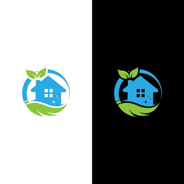 Home Eco Cleaning Services Logo Design Vector