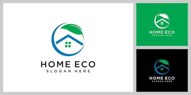 Modello di progettazione vettoriale del logo eco domestico