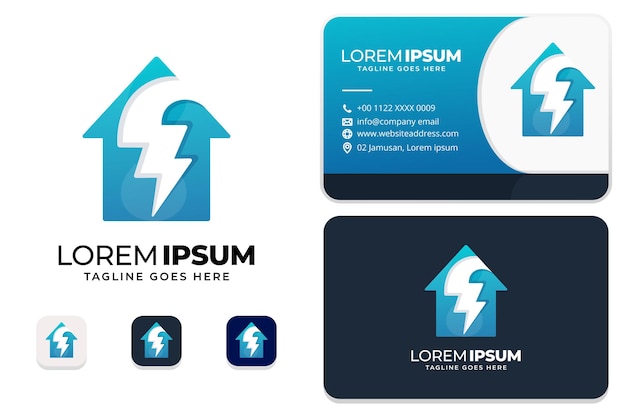 Home electric logo with business card design