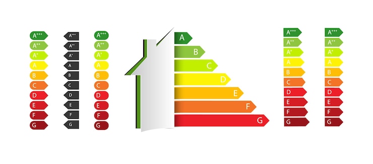 Vector home energy efficiency rating smart eco house improvement template certification system element