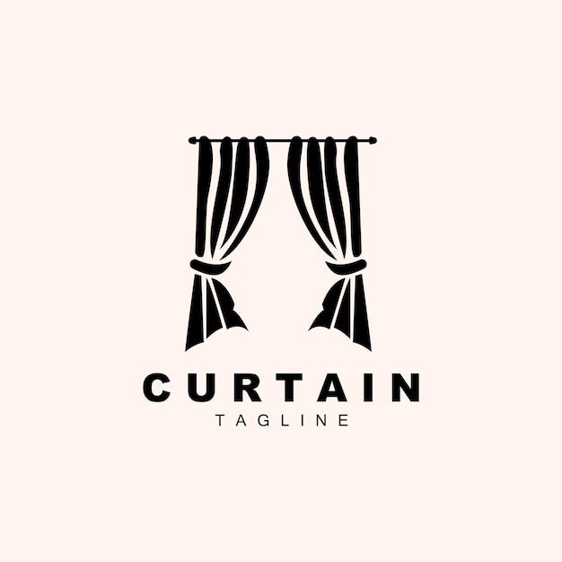 Home and exhibition curtain logo design building decoration vector illustration