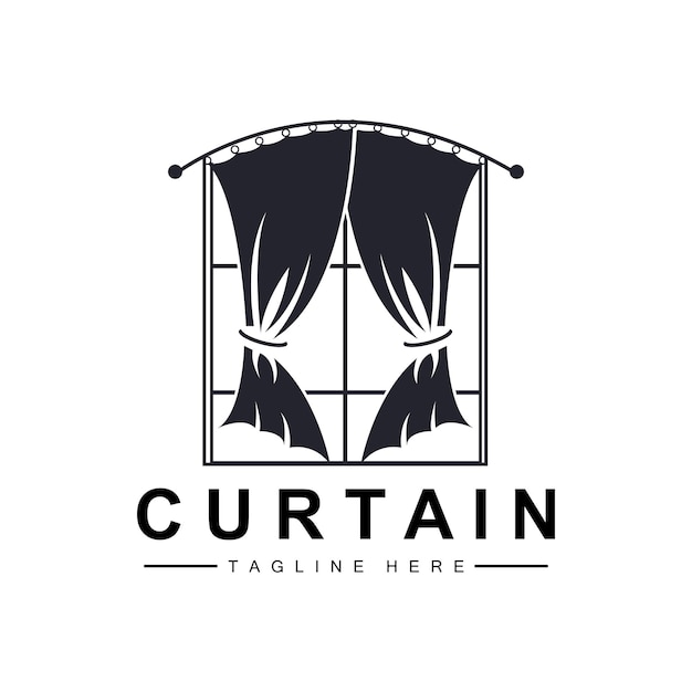 Home And Exhibition Curtain Logo Design Building Decoration Vector Illustration