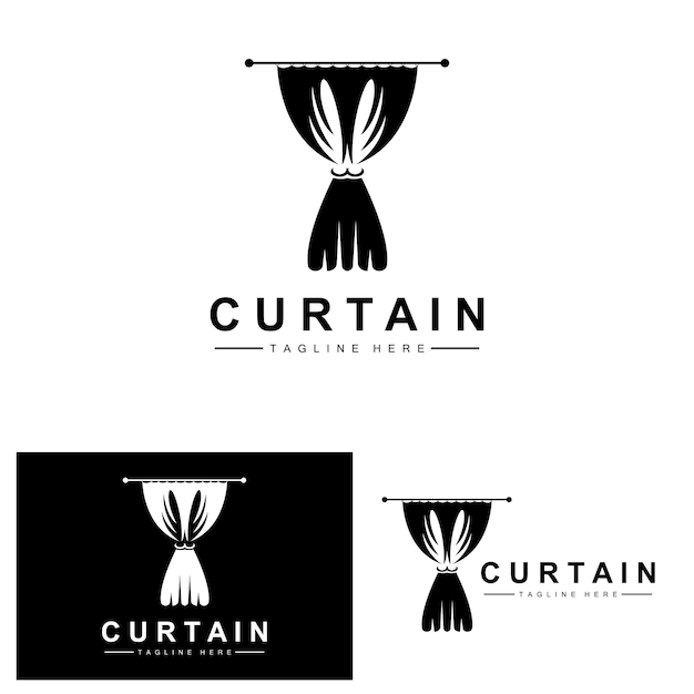 Home And Exhibition Curtain Logo Design Building Decoration Vector Illustration
