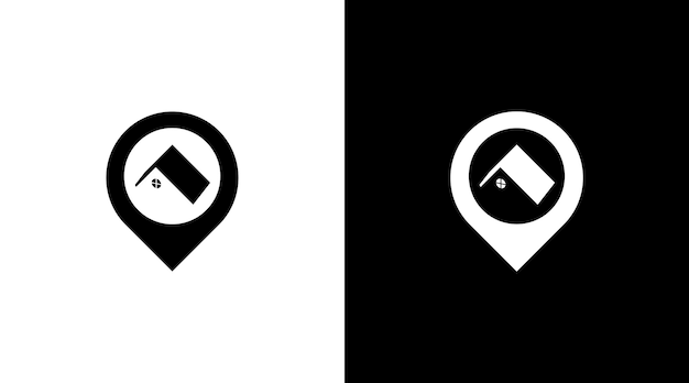 Home finder logo location pin black and white icon illustration style Designs templates