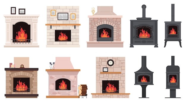 Home fireplaces for heating the home a warm cozy home resting by the fireplace vector illustration